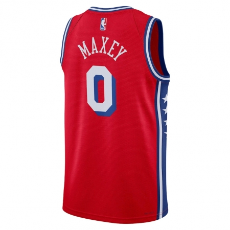 Jordan Brand Philadelphia 76ers Tyrese Maxey Red Jersey - Statement Edition