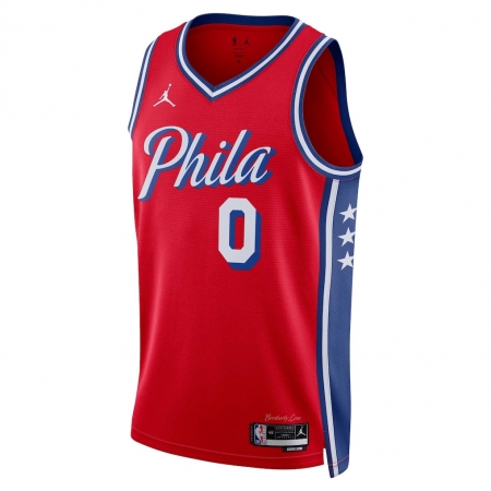 Jordan Brand Philadelphia 76ers Tyrese Maxey Red Jersey - Statement Edition