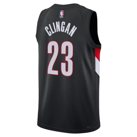 Nike Portland Trail Blazers Donovan Clingan Black Jersey - Icon Edition