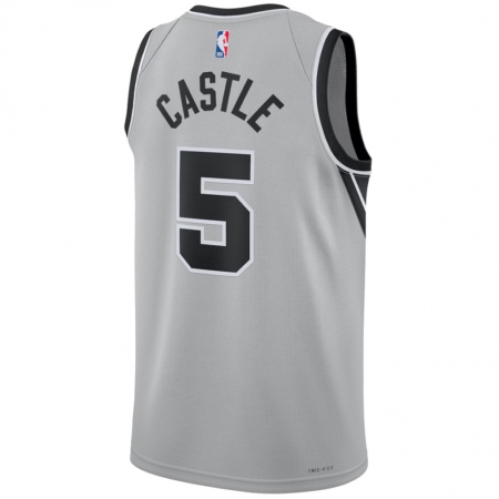Jordan Brand San Antonio Spurs Stephon Castle Silver Jersey - Statement Edition