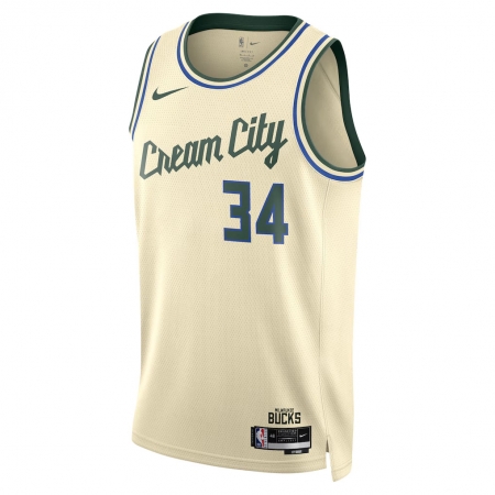 Nike Milwaukee Bucks Giannis Antetokounmpo Cream Jersey - City Edition
